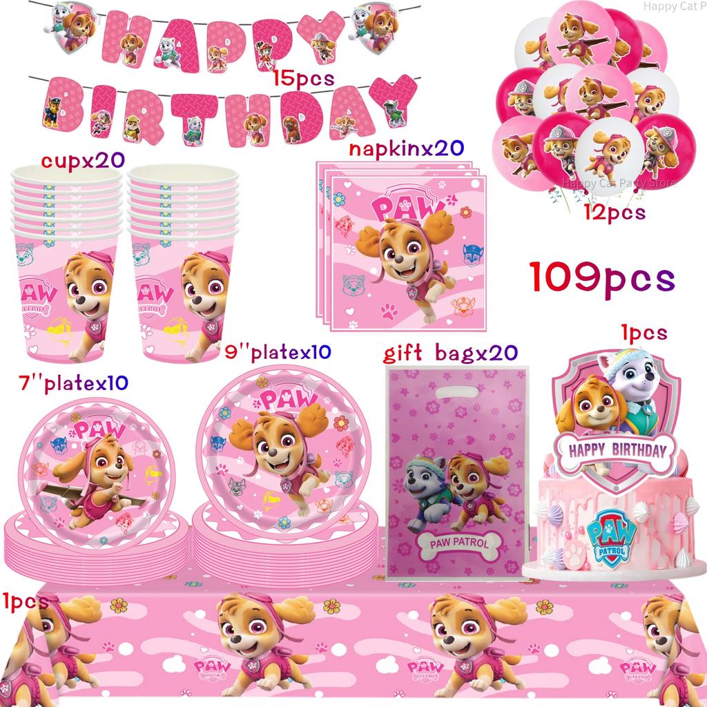 Birthday Decorations Paw Patrol for Girl Paw Patrol Birthday Kit Tablecloth Plate Cup Baby Shower Skye Birthday Party Favors