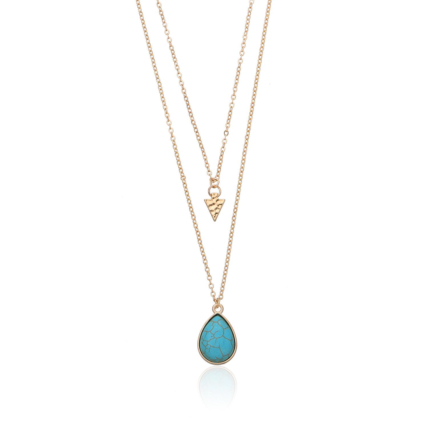 European and American jewelry, fashion Phnom Penh turquoise pendant necklace women, punk trend cross pendant necklace золотой