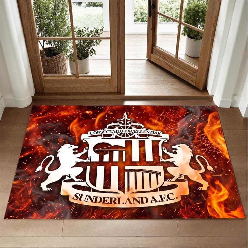 Sunderland Football Design Crystal Velvet Rug Soft Decorative Mat for Bedroom Entrance