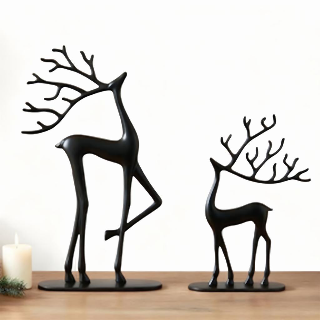 Christmas Reindeer Decor Resin Xmas Figurines Modern Christmas Decor Reindeer Figurine Elk Statue Elegant Indoor Holiday Decor