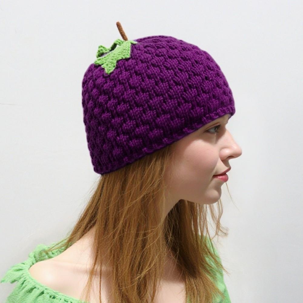 Warm Strawberry Pullover Cap Creative Pineapple Beanie Grape Knitted Fruit Hat  Skiing