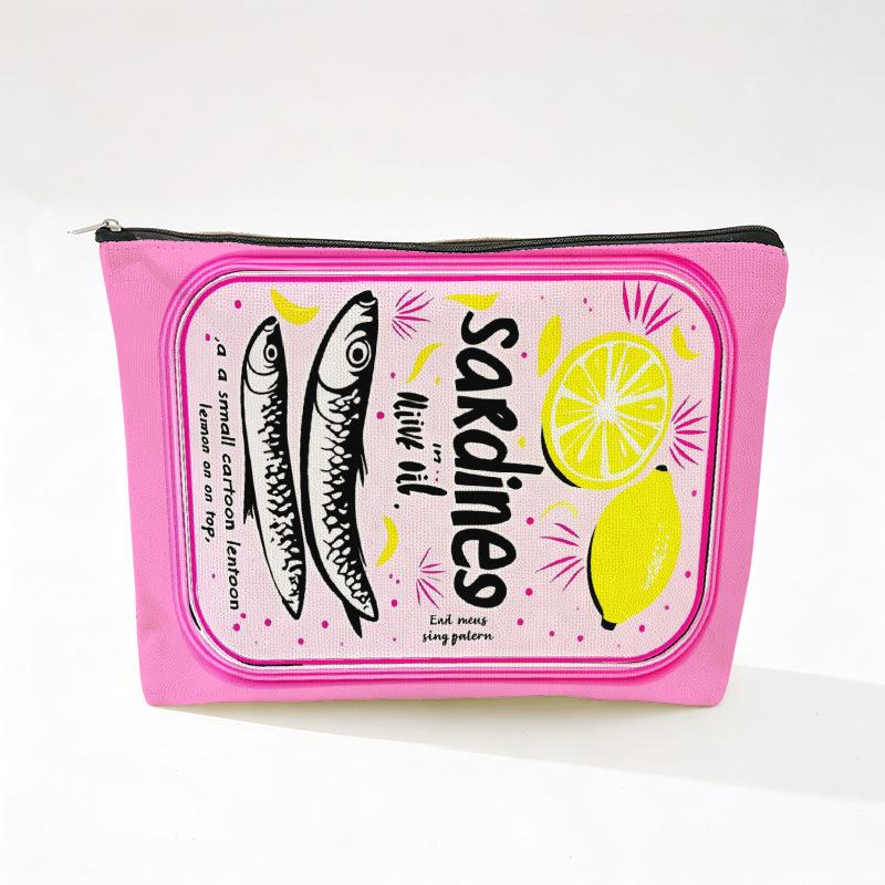 Bohemian Makeup Bag: Colorful Fish Print, Retro Style Cosmetic Travel Case