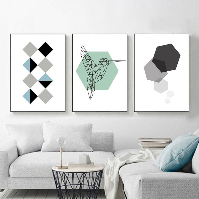 LOVE Wall Art Canvas Poster and Print Hexagon Graphic Abstract Painting Minimalist Nordic Decoration Pictures Modern Home Decor