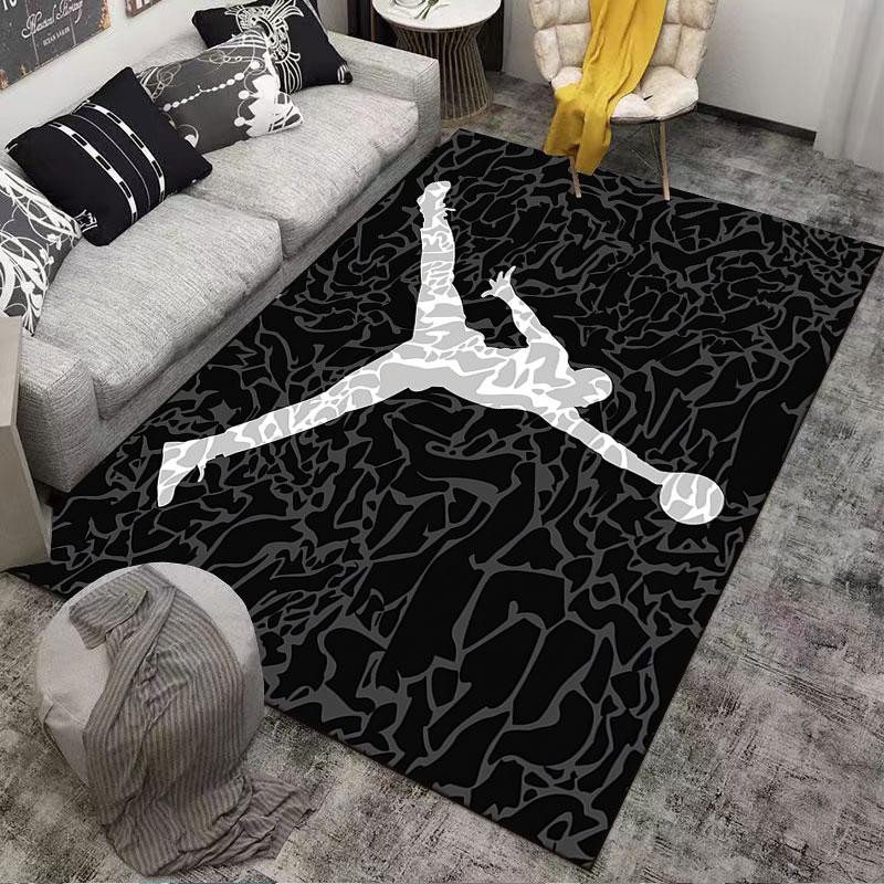 Dynamische Sportler-Silhouette Teppich geeignet als rutschfeste Matte für das Wohnzimmer oder Schlafzimmer Sofa