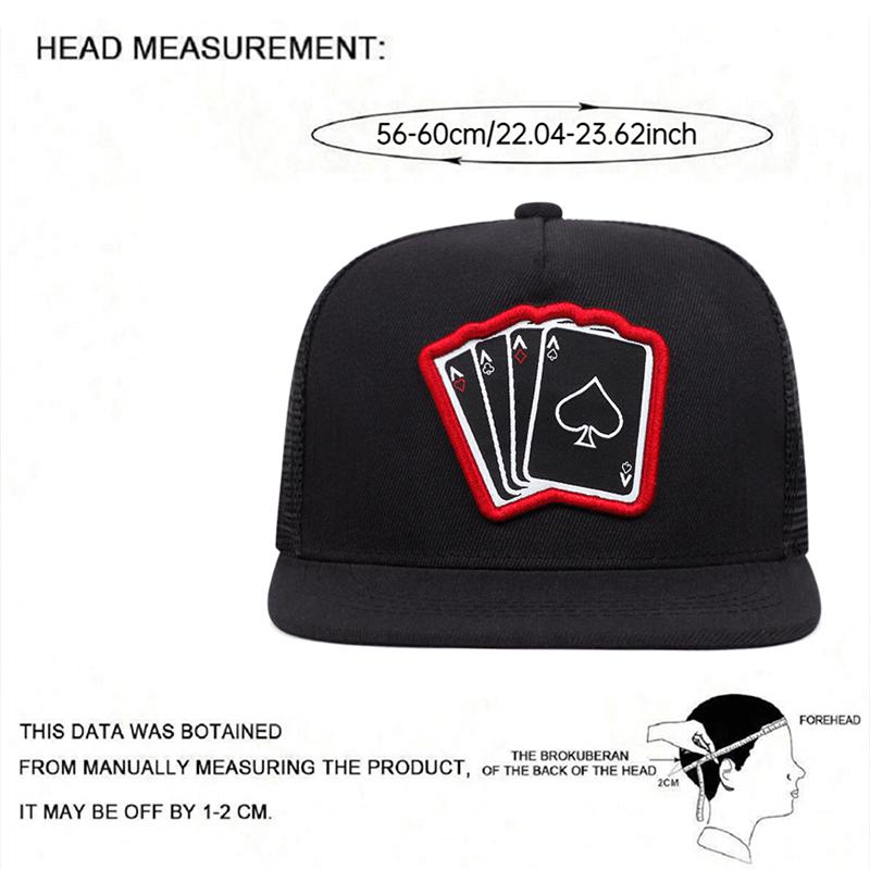 Poker Card A Four Embroidered Fashionable Men'S Flat Brimmed Hat Baseball Hat Hip Hop Hat Women'S Casual Decorative Sunshade Hat