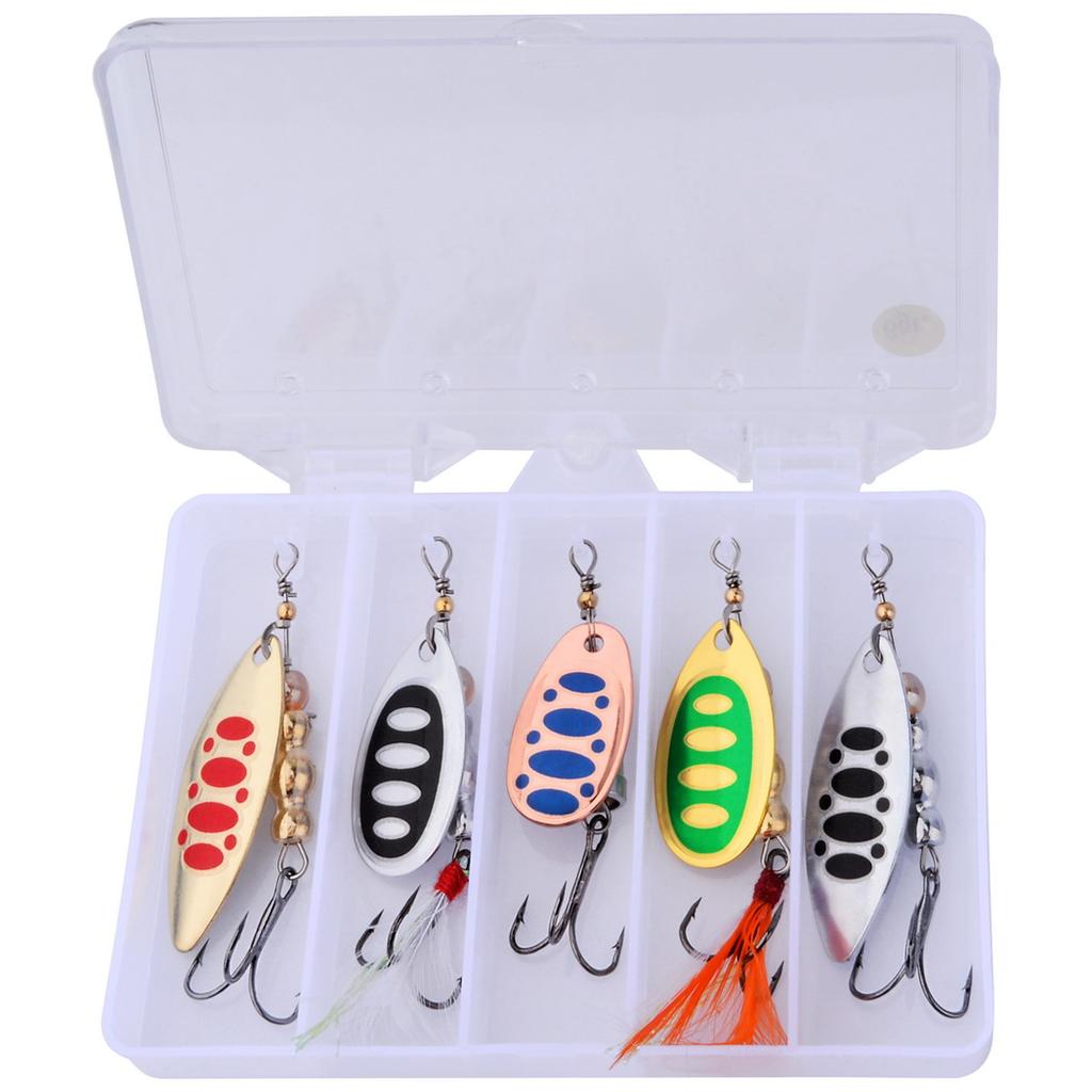 5PCS Premium Fishing Spinner Lure Set-Durable Zinc Alloy Metal Spoons with Vibrant Action for Trout Carp Fishing  Accessory Kit