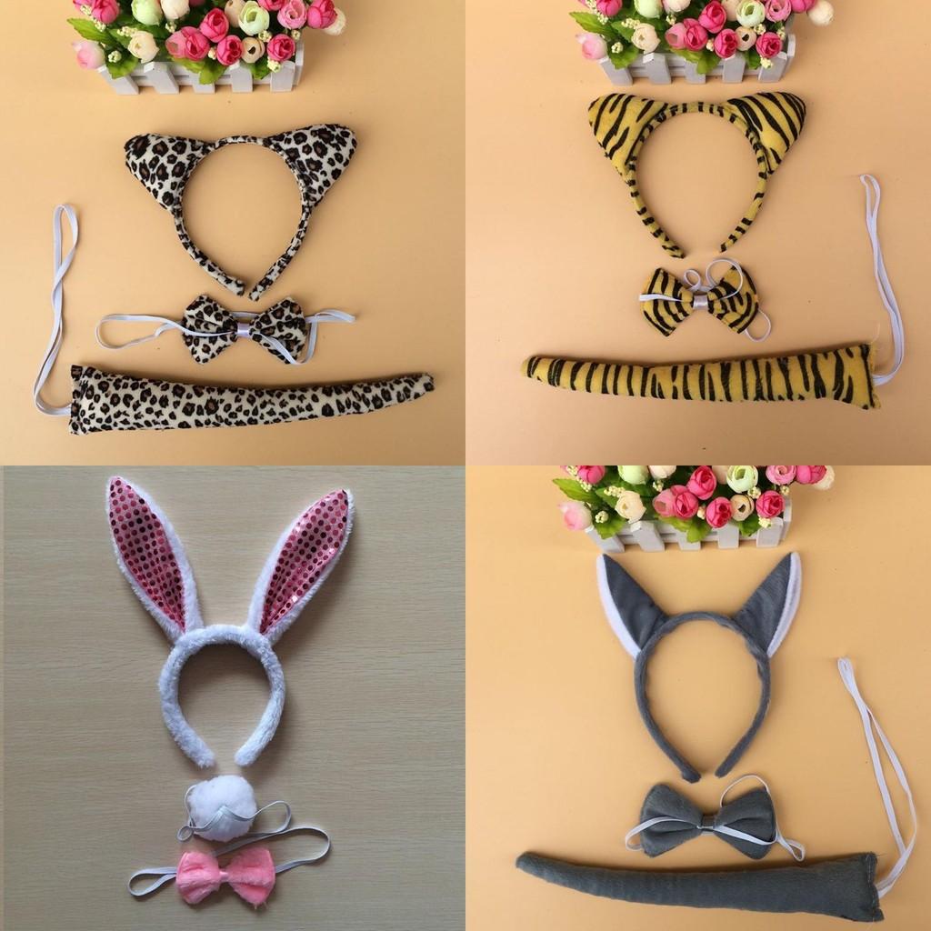 Halloween Animal Tiger Headpiece With Red Horns Demon Headband Cosplay For