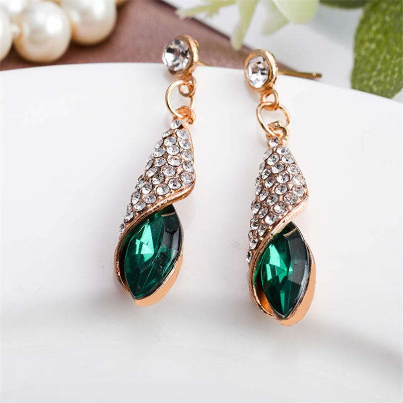 Fashion Jewelry Ladies Blue White Water Drop Shaped Crystal  Zircon Metal Dangle Earring for Women Party Jewelry