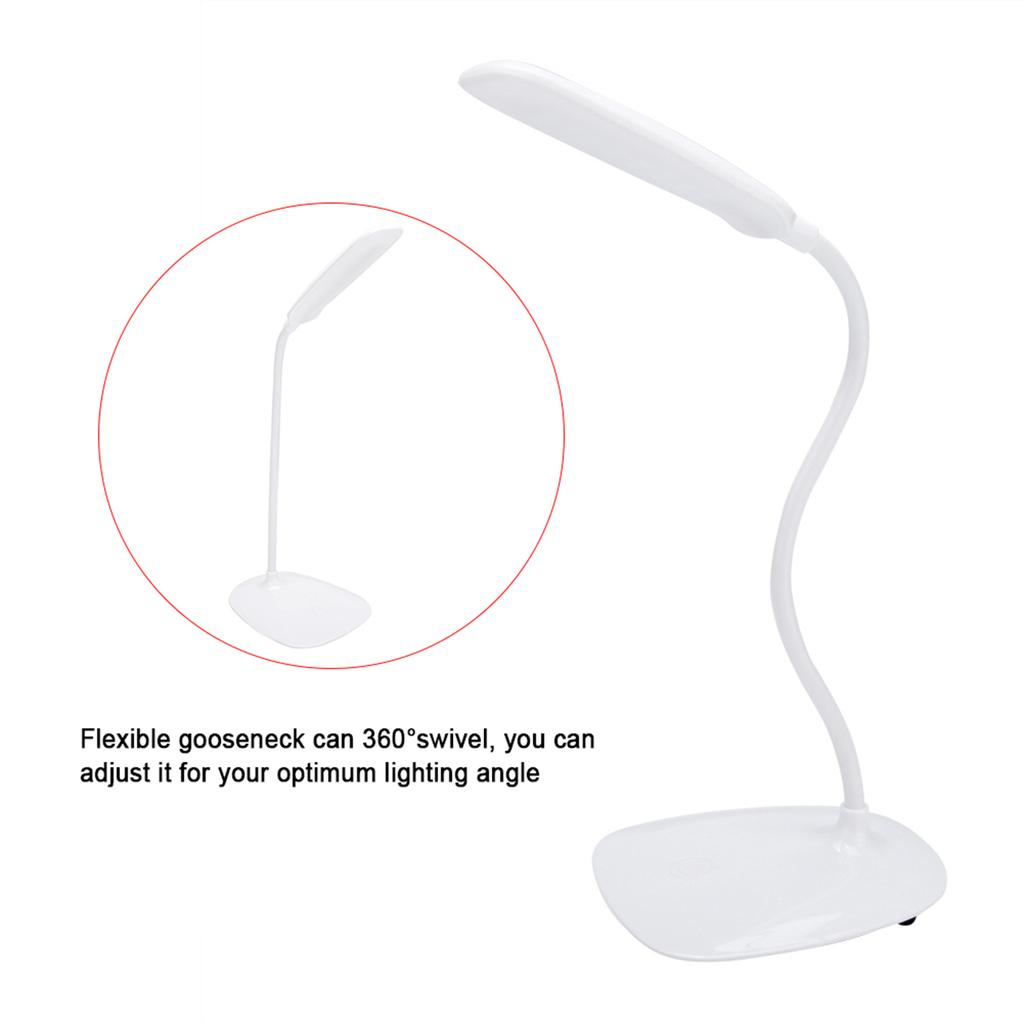 LED USB Flexible Table Lamp Tabletop Bedside Touch Switch Dimmable Reading Studying Light