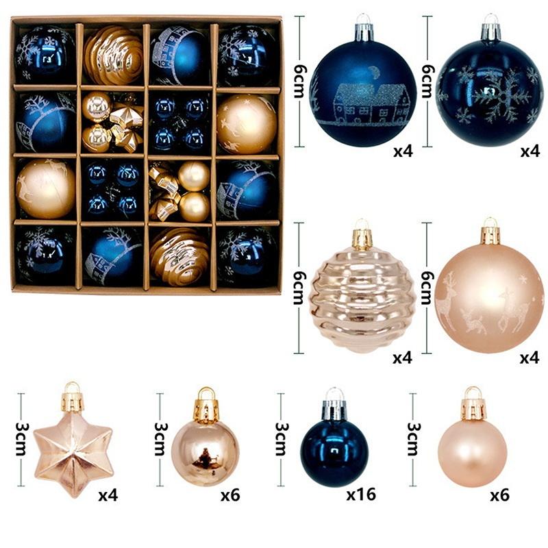 44 Stück 6 cm Weihnachtsbaumkugel Weihnachtsdekoration Xmas Baum Anhänger Ornamente Heimdekoration Navidad Party Neujahr 2027 Partyzubehör