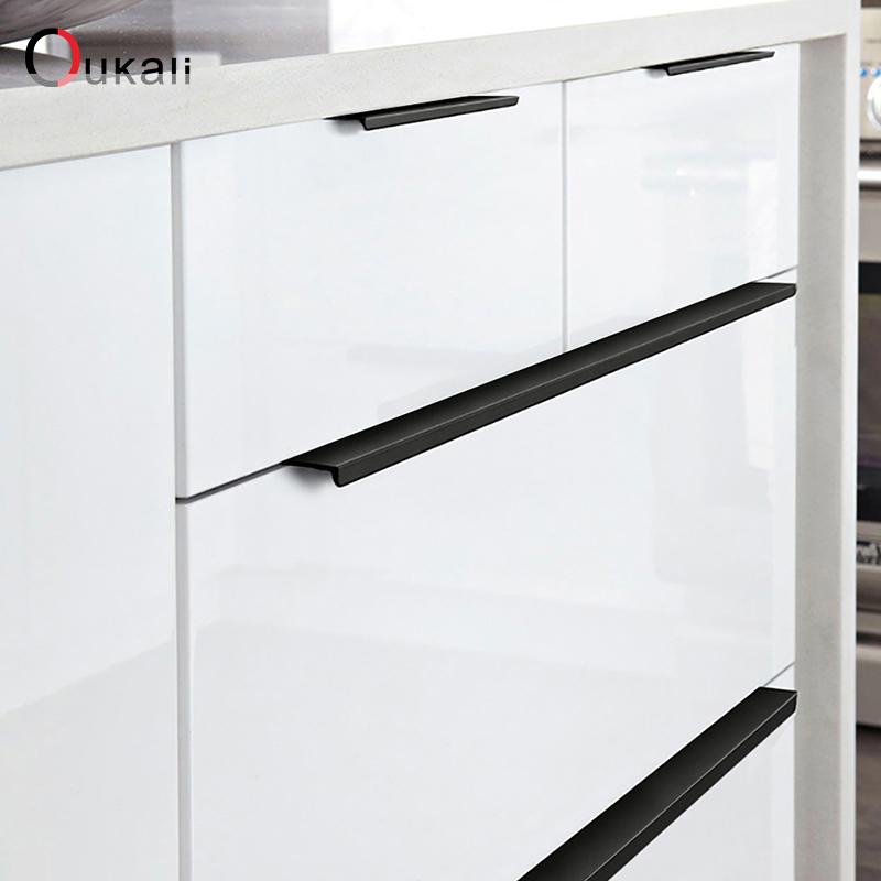 Oukali Simple 800mm Aluminum Profile Hidden Handle Embedded Kitchen Wardrobe Profile Drawer Cabinet Furniture 128Mm Gold Handles