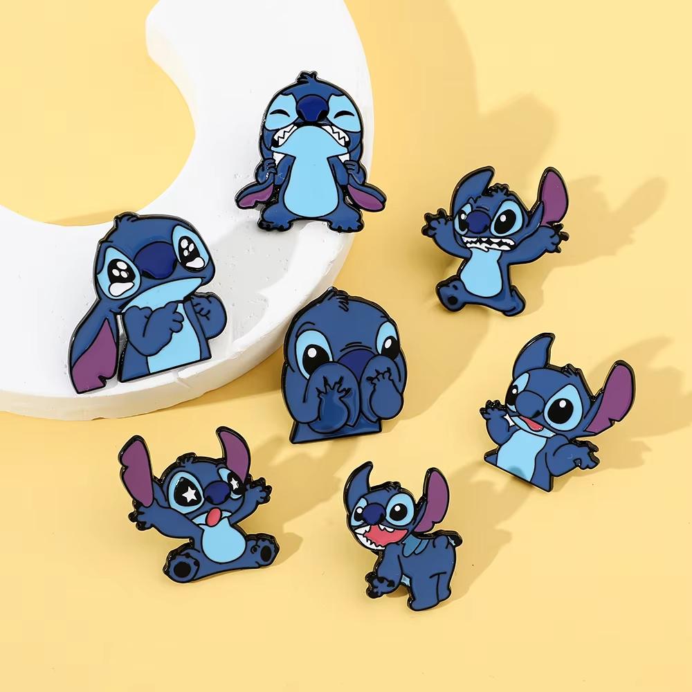 MINISO Creative Cartoon Characters Brooch Personalized Stitch Enamel Pin Backpack Clothing Jewelry Metal Badge Accessories Gift