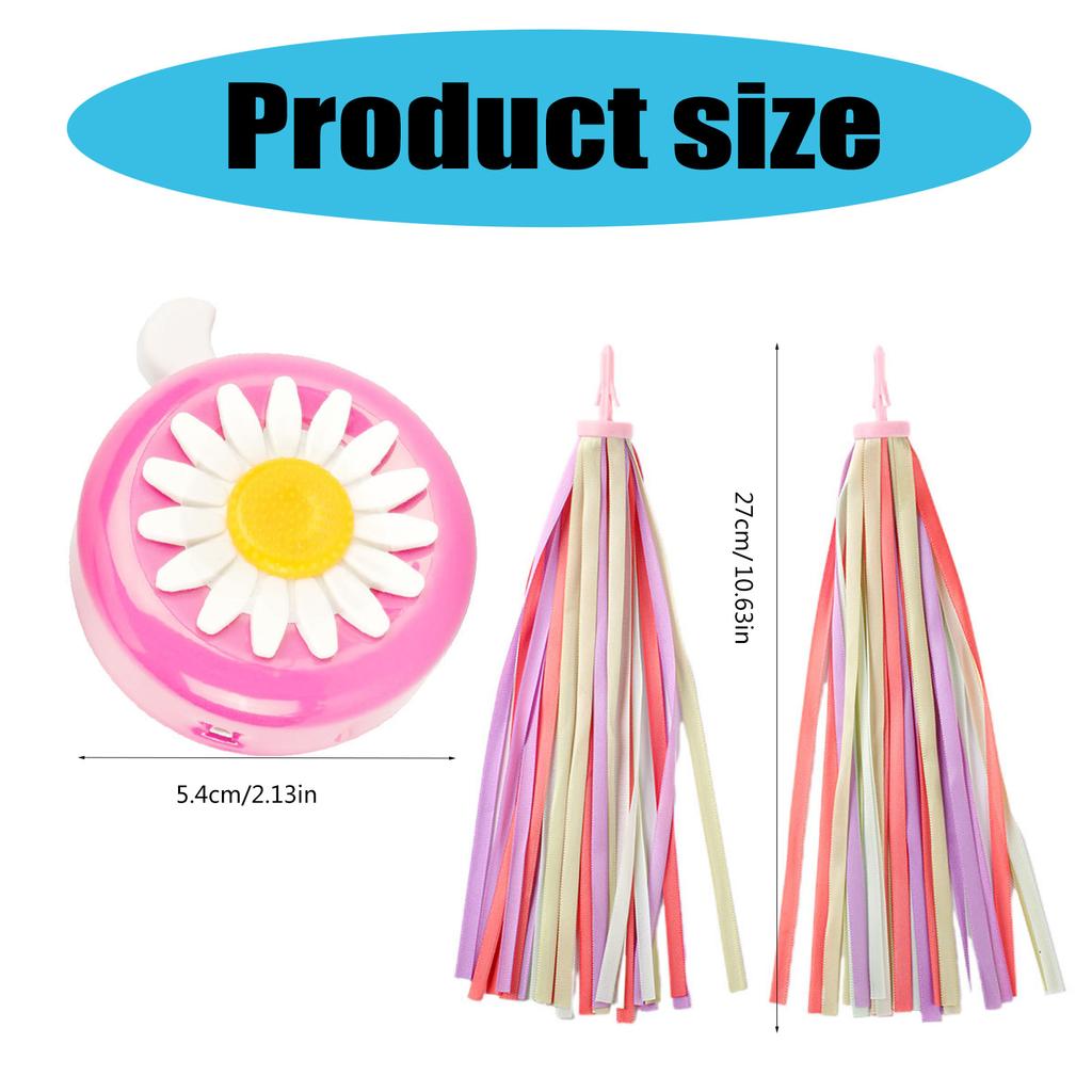 Childrens Bikes Bells with Colorful Streamers Loud Sound Kids Bikes Handlebars Horn and Handlebars Tassels Ornaments