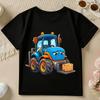Baby Short Sleeve Spring Summer Autumn Cartoon Blue Forklift Expression Cute Print Kids T-Shirt