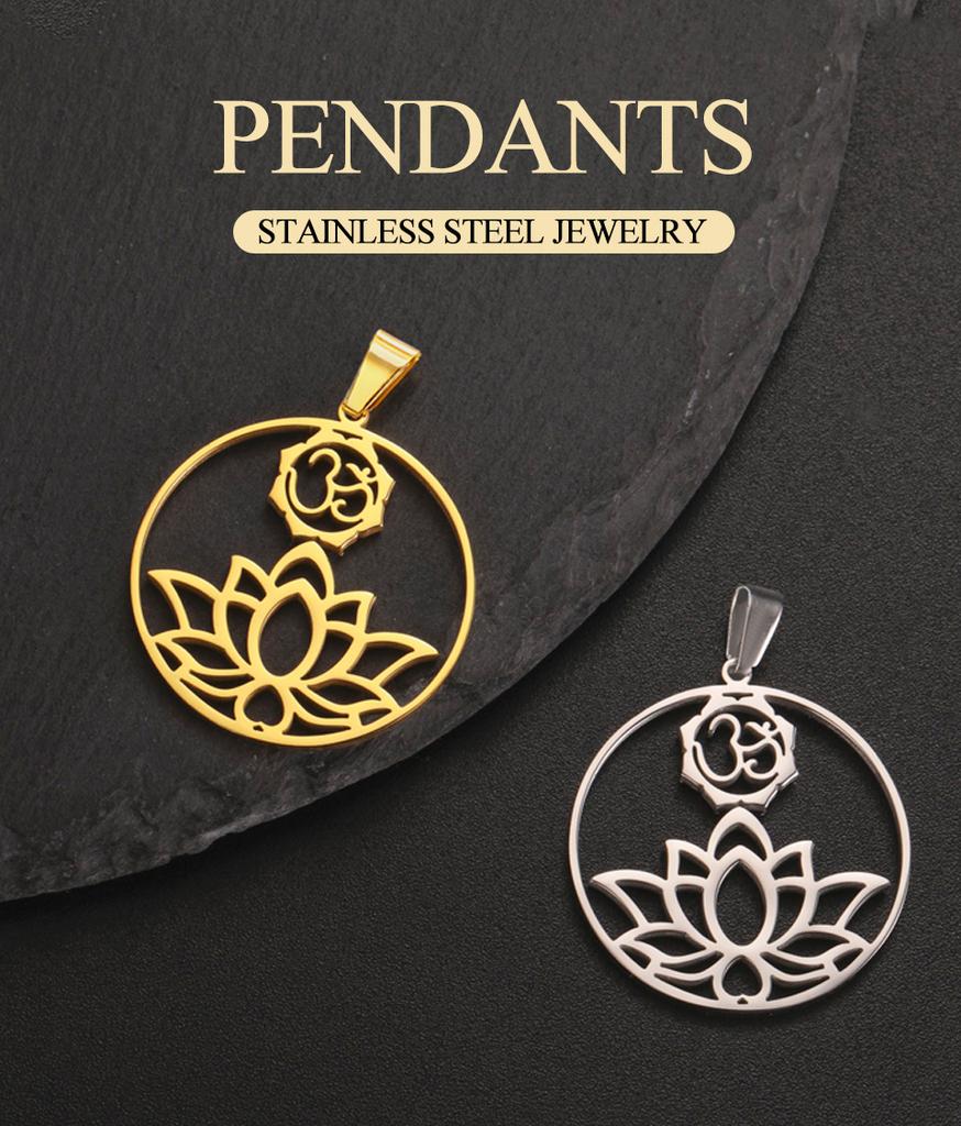 Dawapara Aum Om Ohm Pendant Sanskrit Symbol Yoga Spiritual Charms for Jewelry Making Stainless Steel Accessories