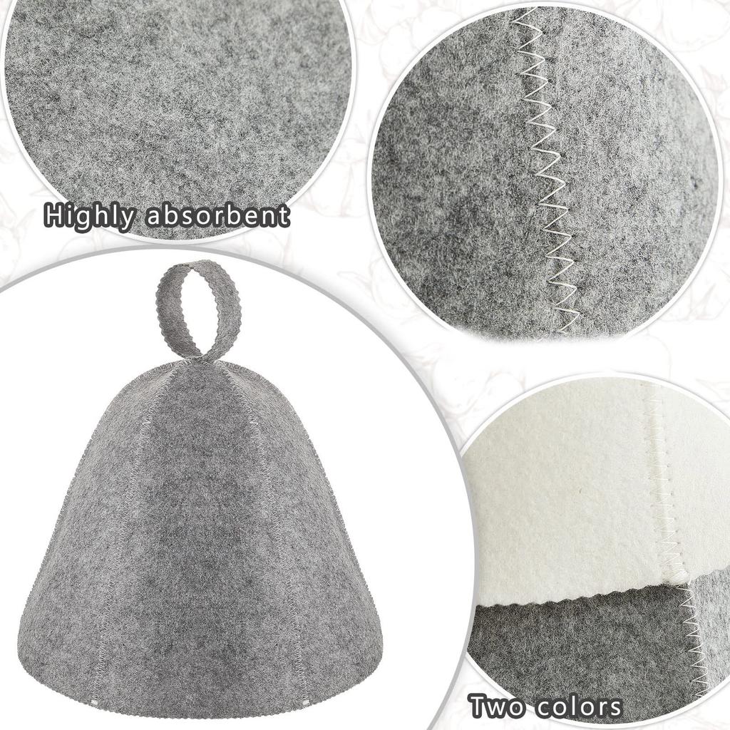 2PCS Sauna Hats Felted Wool Caps Spas Headwear High Temperature Resistant Hat Perfect for Steam Baths and Showers