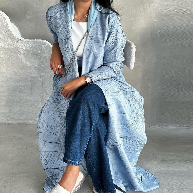 New Middle East Dubai Loose Jacquard Texture Cardigan Robe Dress Jacquard Cardigan Robe