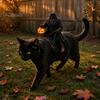 Vtipný kostým kočky Kostým Bezhlavého jezdce, Halloweenský 3D kostým jezdce pro mazlíčka s dýňovou lucernou, Nastavitelný postroj pro malé psy a kočky, Cosplay