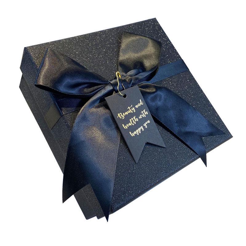 Gift Box for Lipstick or Scarf – Elegant Pure Black Glitter Design for Birthdays