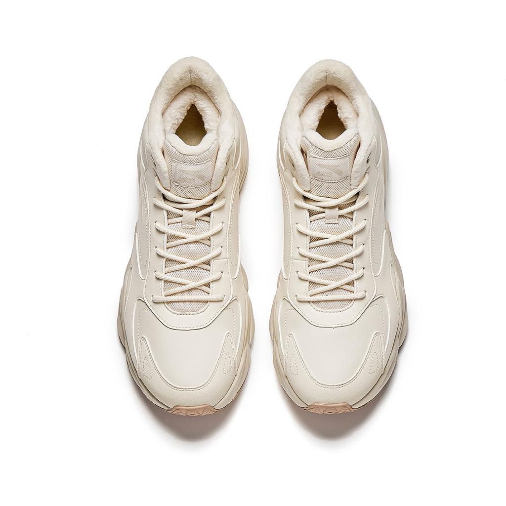 Anta Walker Synthetic Leather Fabric Fleece Versatile Trendy Shock Absorbing Wear Resistant High Top Casual Shoes Men Casual Shoes 912548923-1