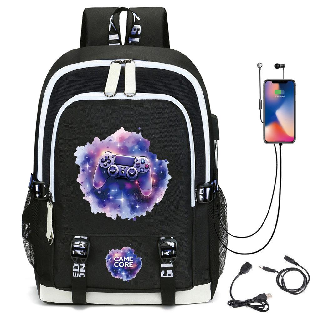 Digital Printing Gamepad Pattern Backpack Cartoon Elementary School Bag Large Capacity Usb Backpack