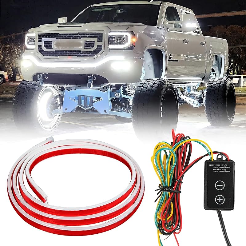 94.5 Inch Car Hood Light Strip, White Exterior Dynamic Car LED Hood Light, Flexible & Waterproof, Universal Exterior Daytime Running Light Strip With