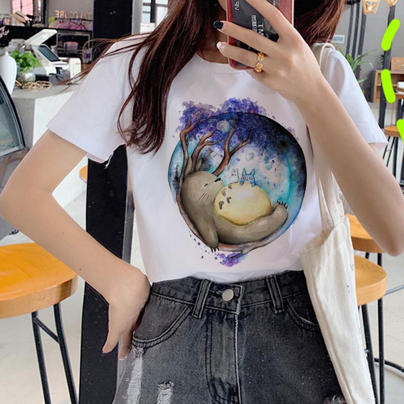 Kawaii Totoro Harajuku T Shirt Women Studio Ghibli Cute Cartoon T-Shirt Ullzang 90S Funny Tshirt Fashion Graphic Top Tees Female