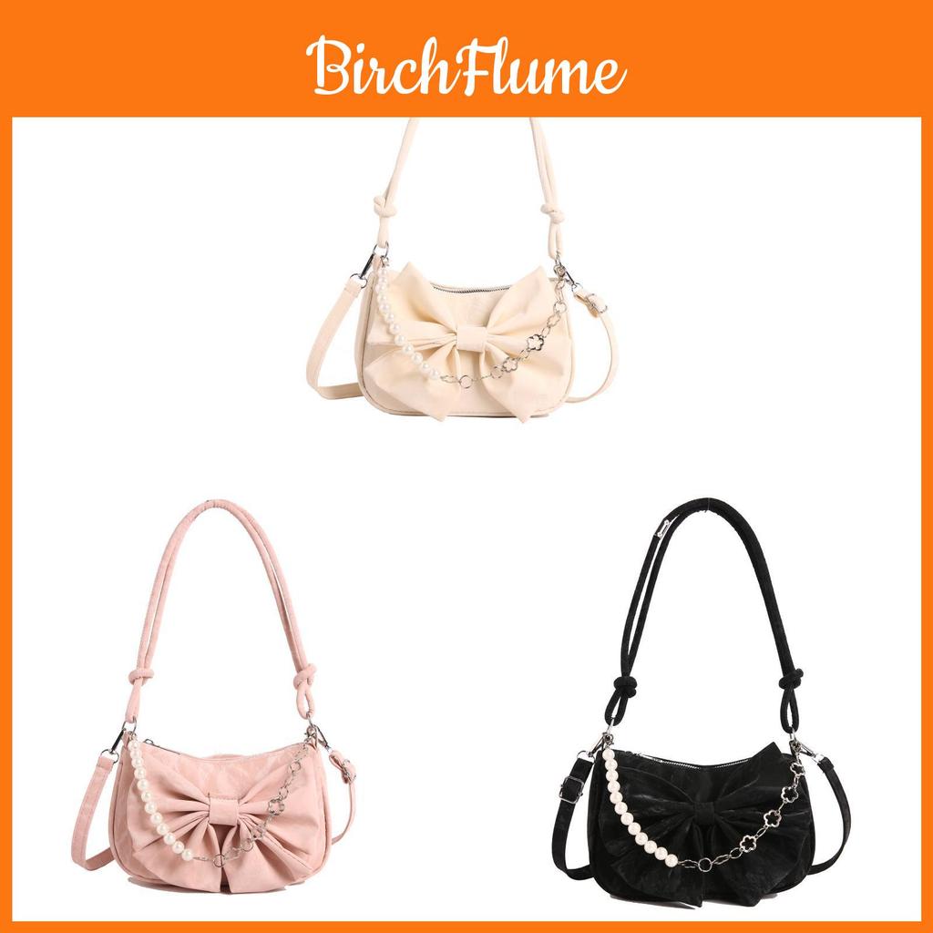 Borsa a tracolla carina con fiocco in PU con chiusura a zip per l'uso quotidiano casual