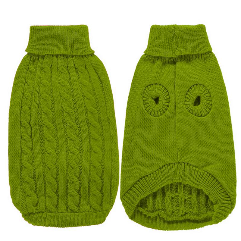 Solid Color High-Neck Cable Knit Eco-Friendly Pet Sweater Warm Autumn/Winter Pullover Dogs Cats 12 Vibrant Hues Simple Soft