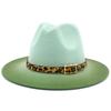 Gradually Change Color British Style Top Hat Men and Women Imitation Wool Outdoor Warm Hat Leopard Print Belt Color Matching Performance Hat Wish
