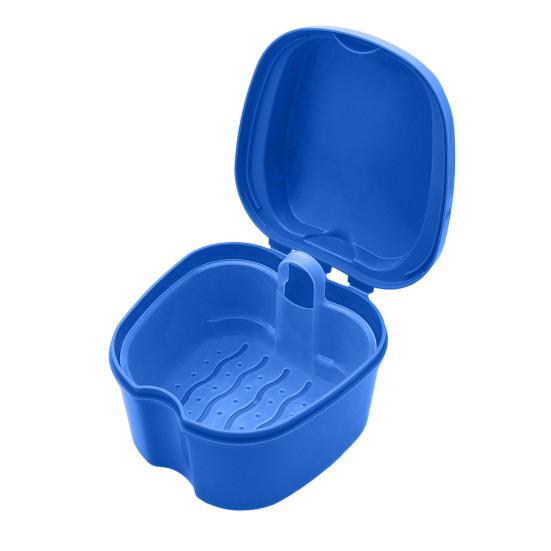 Dentures Case Portable Soaking Denture Bath Box with Strainer Basket Invisible Brace Retainer Mouth Guard Dental Aligner Container Holder