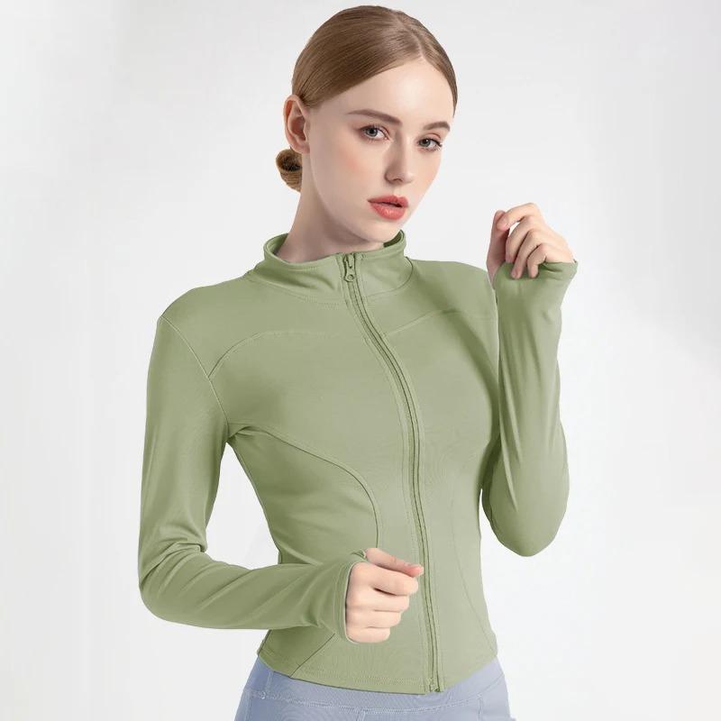 Long Sleeved Women Jacket Quick DryingTight Yoga Suit For Slimming Fitness Running Yoga Sports Zipper Stand Collar Casual Jacket