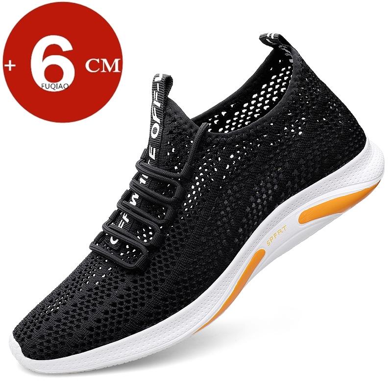 

New Lift Mesh Sneakers Men s Elevator Shoes Hidden Heels Breathable Heightening Shoes For Man Increase Insole 6CM Height Shoes 37 чёрный
