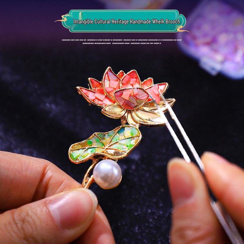 Mother-of-Pearl DIY Brooch Kit - Intangible Cultural Heritage Craft for Teacher's Day