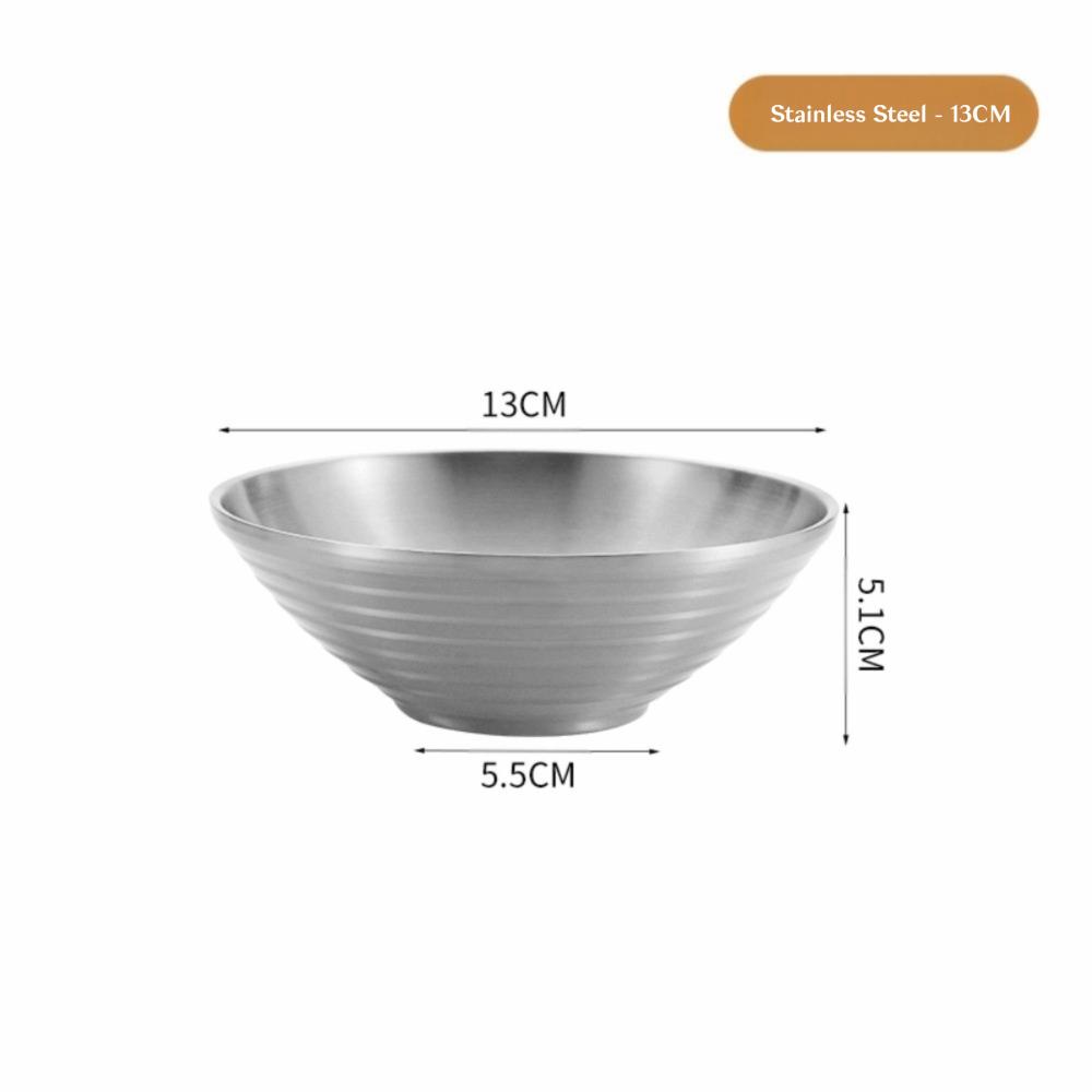 New 304 Stainless Steel Bamboo Hat Bowl Double Anti Scalding Japanese Bowl Threaded Ramen Bowl Pickled Cabbage