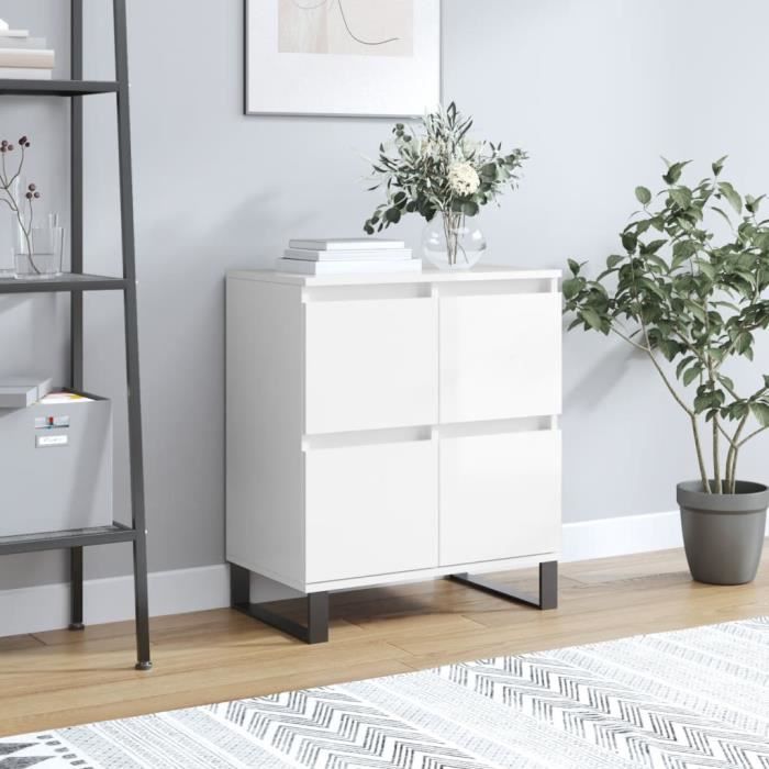 VidaXL Buffet Blanc brillant 60x35x70 cm Bois d'ingénierie 831222
