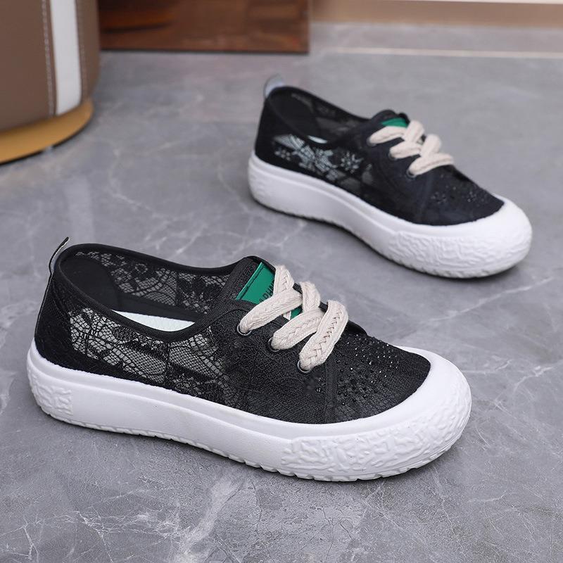 Thick-soled summer versatile casual fisherman shoes lace lace-up mesh breathable student shoes soft-soled one-pedal mother shoes
