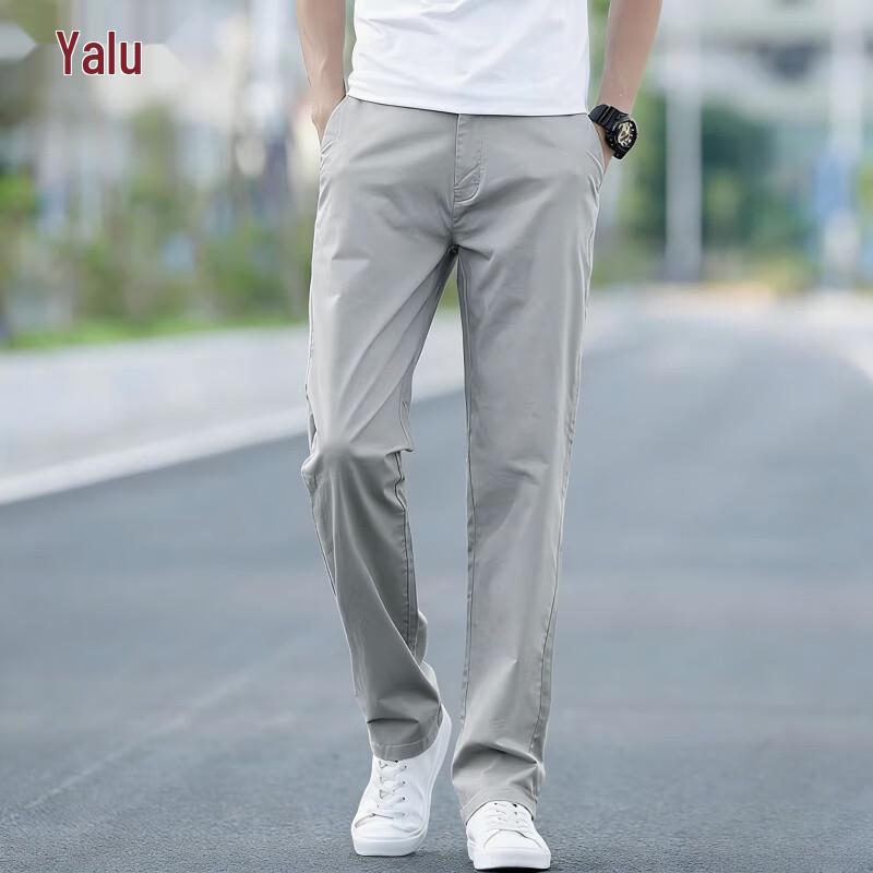 Yalulu Men's Straight-Leg Cotton Casual Trousers