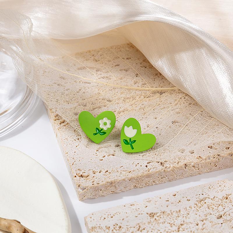 Silver Needle Exquisite Pink Tulip Floral Stud Earrings for Women - Sweet Romantic Jewelry