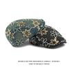 Denim Pailletten Blume Baskenmütze Damen Britisch Vintage Schirmmütze Bemalte Mütze