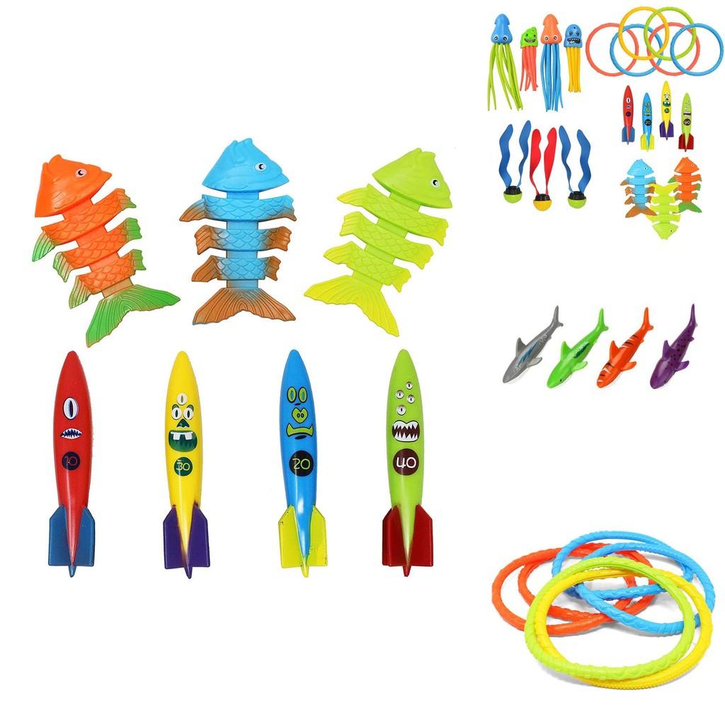 Interactive Swimming Pool Diving Toy Rings And Torpedo Set For Children Age 3 To 6