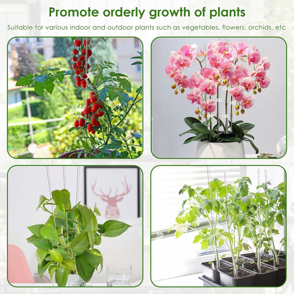 30 ks Průhledné opěrky na orchideje Akrylové pěstební tyčky s 30 klipy 45 cm a 40 cm Pěstební podpěrné kolíky pro květiny v květináčích Zeleninu