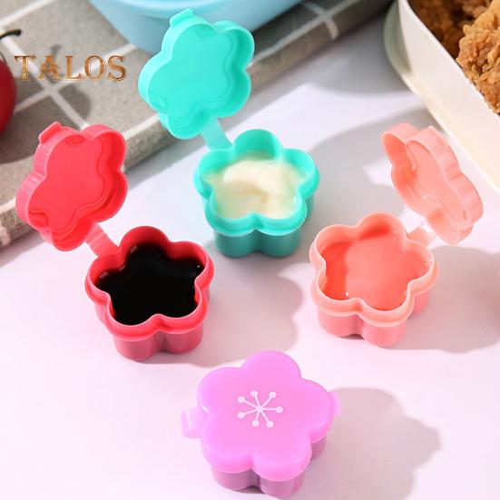 4Pcs Mini Sauce Box Flower Shape Soy Sauce Ketchup Honey Salad Dressing Container Camping Picnic Bento Box Accessories