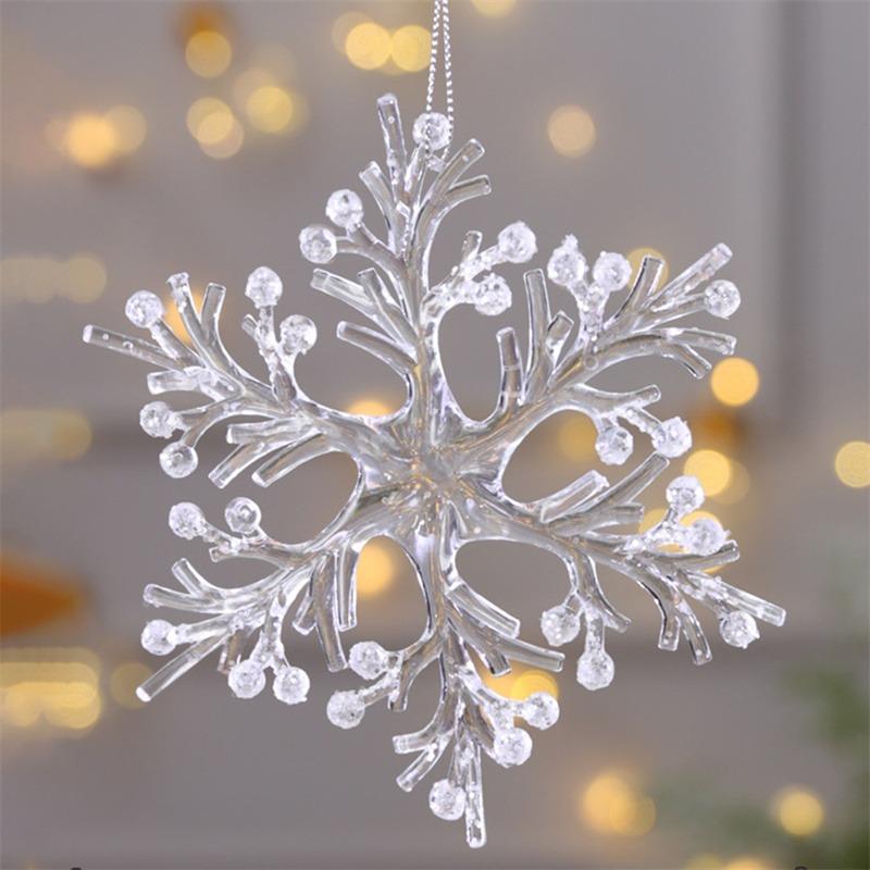 Snowflake Icicle Drop Ornaments Crystal Christmas Tree Transparent Decoration Pendant Christmas Home Decoration Navidad