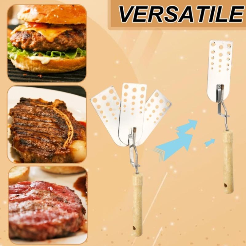 Creative Hot Meat Patty Spatula, 3-in-1 Stainless Steel Burger Flipper  Multi-Purpose Cooking Gadget for BBQ Griddle Pancakes