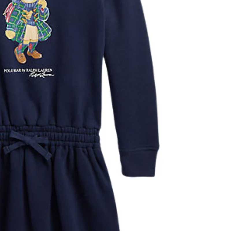 Polo Ralph Lauren Logo Bear Print Long Sleeve Dress Kids Dresses Blue 313916767-002
