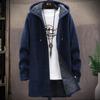 Men's Long Coat Jacket Outerwear Hooded Winter Hoodie Casual Cold 
