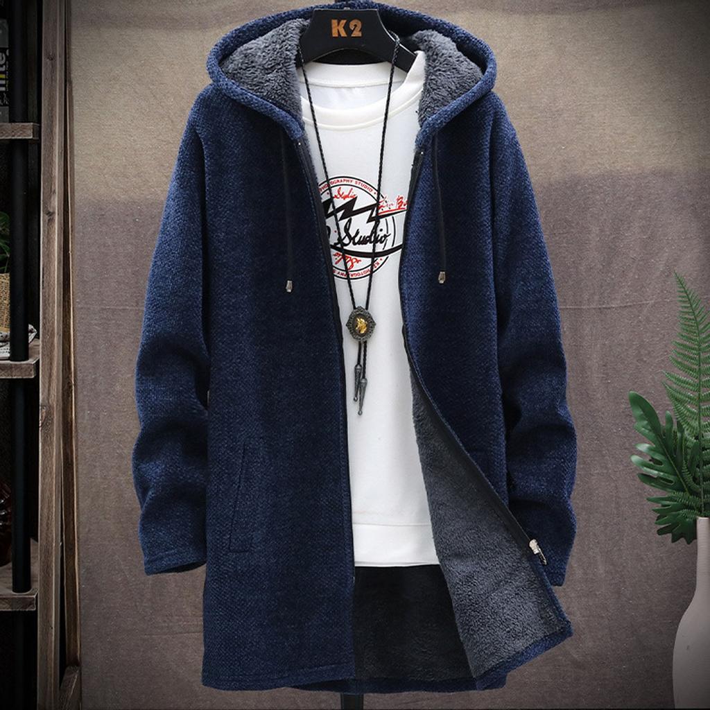 Men's Long Coat Jacket Outerwear Hooded Winter Hoodie Casual Cold
