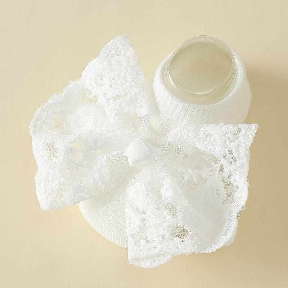 2Set Korean Style Baby Headband Socks Set Lace Bow Elastic Hair Band Anti Slip Socks  0-12 Months