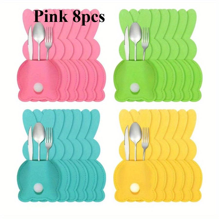

8PCS Easter Rabbit Shaped Cutlery Set, Felt Table Decoration, Easter Knife and Fork Bag, Cutlery Bag, Knife and Fork Storage